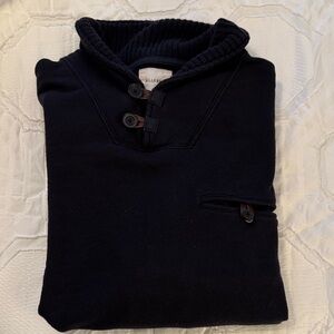 Billy Reid Navy Sweatshirt with Button Closure